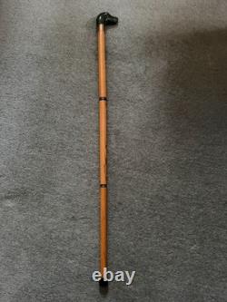 Green gemstone carved dog handle Walking stick / Cane