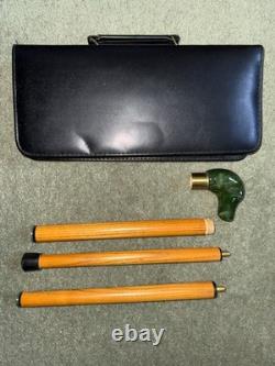 Green gemstone carved dog handle Walking stick / Cane