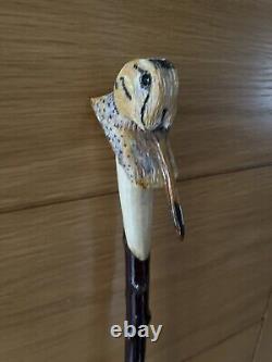 Hand Carved American Woodcock In Lime Hiking/Walking stick on Blackthorn Shank