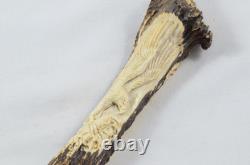 Hand Carved Antler Horn Bald Eagle Walking Stick Cane Top Handle Sheffield