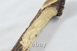 Hand Carved Antler Horn Bald Eagle Walking Stick Cane Top Handle Sheffield