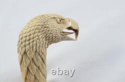 Hand Carved Bald Eagle Walking Stick Cane Top Handle Antler Horn Sheffield
