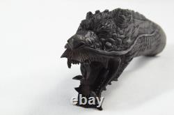 Hand Carved Black Dragon Walking Stick Cane Top Handle Antler Horn Sheffield