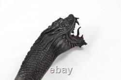 Hand Carved Black Dragon Walking Stick Cane Top Handle Antler Horn Sheffield