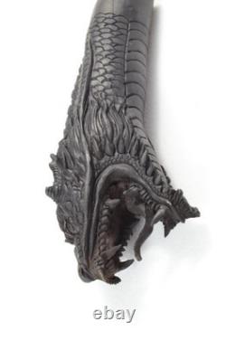 Hand Carved Black Dragon Walking Stick Cane Top Handle Antler Horn Sheffield