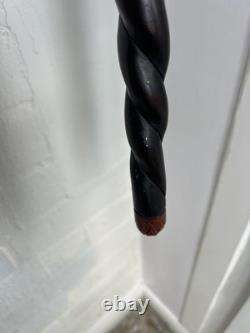 Hand Carved Black & brown Wooden Walking Stick Cane, African Tribal Design 36