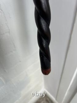 Hand Carved Black & brown Wooden Walking Stick Cane, African Tribal Design 36