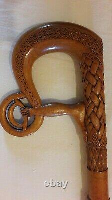 Hand Carved Celtic Design Wooden Walking Stick