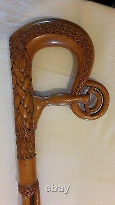 Hand Carved Celtic Design Wooden Walking Stick