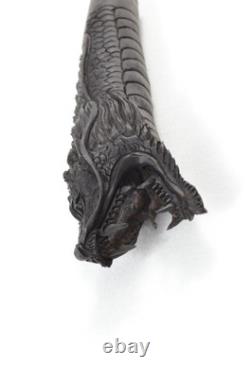 Hand Carved Chinese Dragon Walking Stick Cane Top Handle Antler Horn Sheffield