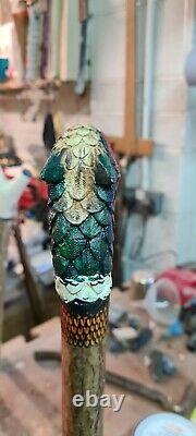 Hand Carved Cock Pheasant head walking stick