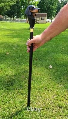 Hand Carved Dachshund Wooden Walking Stick Handmade Dog Cane Gift
