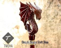 Hand Carved Dragon Head Wooden Walking Stick Handmade Walking Cane Gift