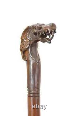 Hand Carved Dragon Head Wooden Walking Stick Walking Cane For Men Women Gift