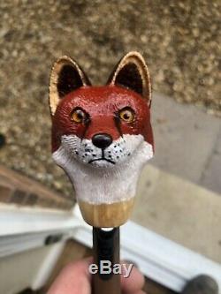 Hand Carved Fox Head Walking Stick