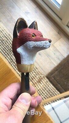 Hand Carved Fox Head Walking Stick