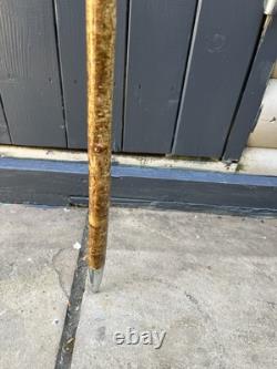 Hand Carved French Partridge Headed Walking Or Hiking Stick On Hazel Shank