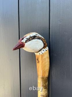 Hand Carved French Partridge Headed Walking Or Hiking Stick On Hazel Shank