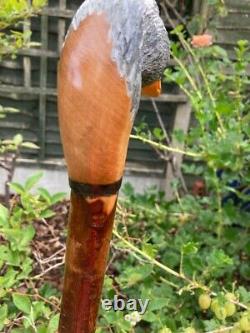 Hand Carved Goose Head Walking stick on Blackthorn Shank