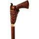 Hand-Carved Gun-Style Wooden Walking Stick Handmade Wooden Cane