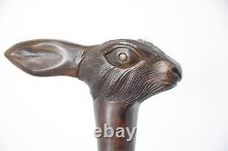 Hand Carved Hare Head Wooden Walking Stick Walking Cane For Men Women Gift