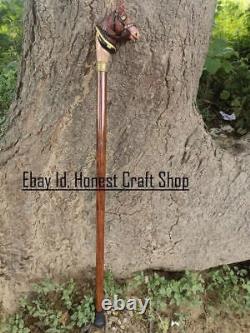 Hand Carved Horse Handle Wooden Walking Cane Handmade Walking Stick Christmas GF