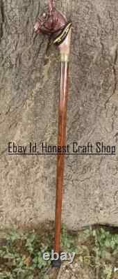 Hand Carved Horse Handle Wooden Walking Cane Handmade Walking Stick Christmas GF