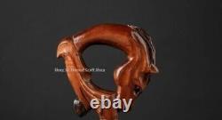 Hand Carved Horse Head Handle Wooden Walking Cane Animal For Men Walking Stick A