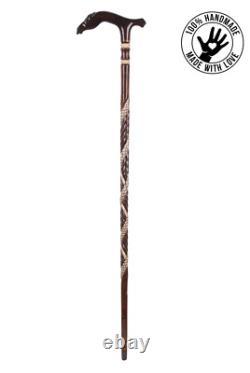 Hand Carved Horse Wooden Walking Stick Cane, Fancy Stick, Rod, Staff, Handle