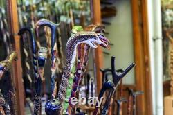 Hand Carved Horse Wooden Walking Stick Cane, Fancy Stick, Rod, Staff, Handle