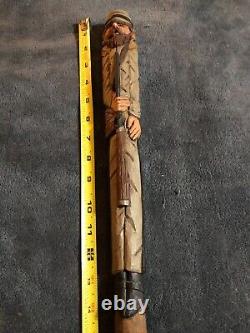 Hand Carved & Initialed 36 Confederate Soldier Walking Stick