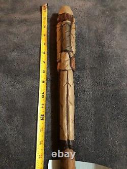 Hand Carved & Initialed 36 Confederate Soldier Walking Stick