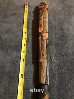 Hand Carved & Initialed 36 Confederate Soldier Walking Stick