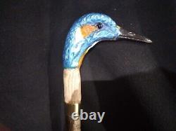 Hand Carved Kingfisher Head Walking Staff