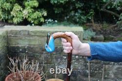 Hand Carved Kingfisher Market Style Walking Stick Blackthorn Shank 47.5 121 CM