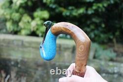 Hand Carved Kingfisher Market Style Walking Stick Blackthorn Shank 47.5 121 CM