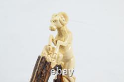 Hand Carved Large Ram Walking Stick Cane Top Handle Antler Horn Sheffield