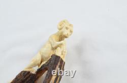 Hand Carved Large Ram Walking Stick Cane Top Handle Antler Horn Sheffield