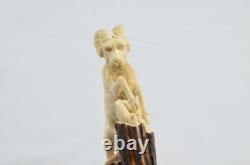 Hand Carved Large Ram Walking Stick Cane Top Handle Antler Horn Sheffield