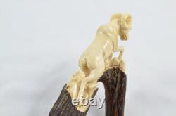 Hand Carved Large Ram Walking Stick Cane Top Handle Antler Horn Sheffield