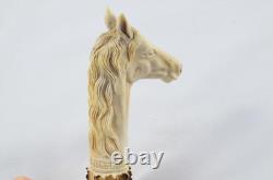 Hand Carved Large Stallion Walking Stick Cane Top Handle Antler Horn Sheffield
