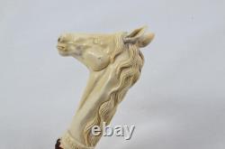 Hand Carved Large Stallion Walking Stick Cane Top Handle Antler Horn Sheffield