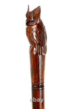 Hand Carved Owl Head Handle Wooden Walking Stick Walking Cane For Men Women Gift