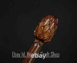 Hand Carved Pine Cone Head Handle Walking Stick Walking Cane Wooden X Mass Gif A