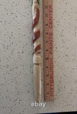 Hand Carved Polychrome Walking Cane Wooden Walking Stick Handmade Snakes Frog