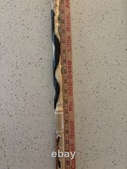 Hand Carved Polychrome Walking Cane Wooden Walking Stick Handmade Snakes Frog