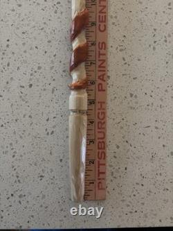 Hand Carved Polychrome Walking Cane Wooden Walking Stick Handmade Snakes Frog