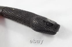 Hand Carved Python Snake Walking Stick Cane Top Handle Antler Horn Sheffield