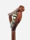 Hand Carved Raccoon Head Walking Stick Wooden Animal Cane