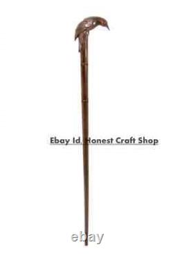 Hand Carved Raven Head Wooden Walking Stick Walking Cane For Men Women Bird Gift